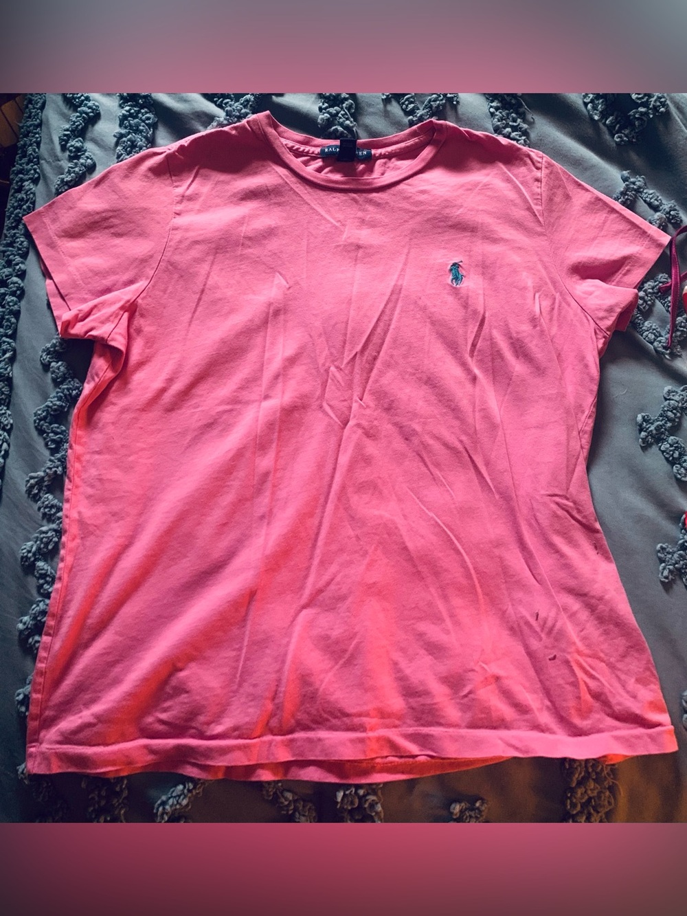 Ralph Lauren Y2K Pink Short Sleeve Crewneck Tee with Turquoise Logo